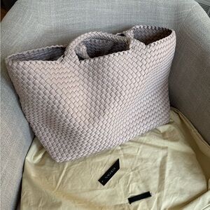 Naghedi Large St Barths Shell Pink Woven Tote Bag